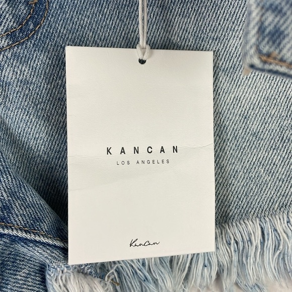 NWT KanCan Women Jean Denim Shorts SZ 7/27 Mid Rise Distressed Belt - Picture 6 of 13